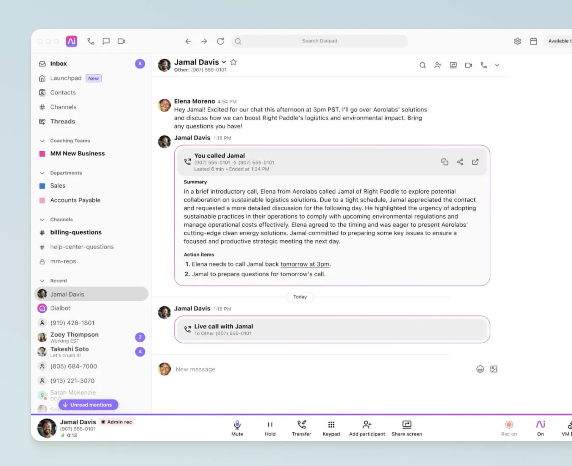 Dialpad's Call recording and transcription