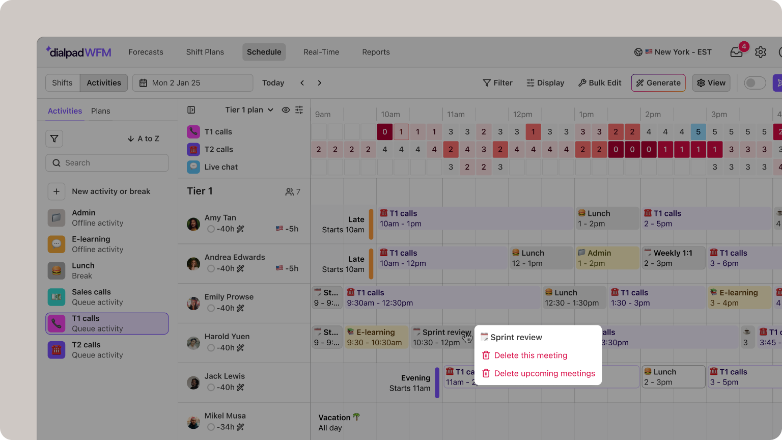 Delete synced calendar events directly from WFM