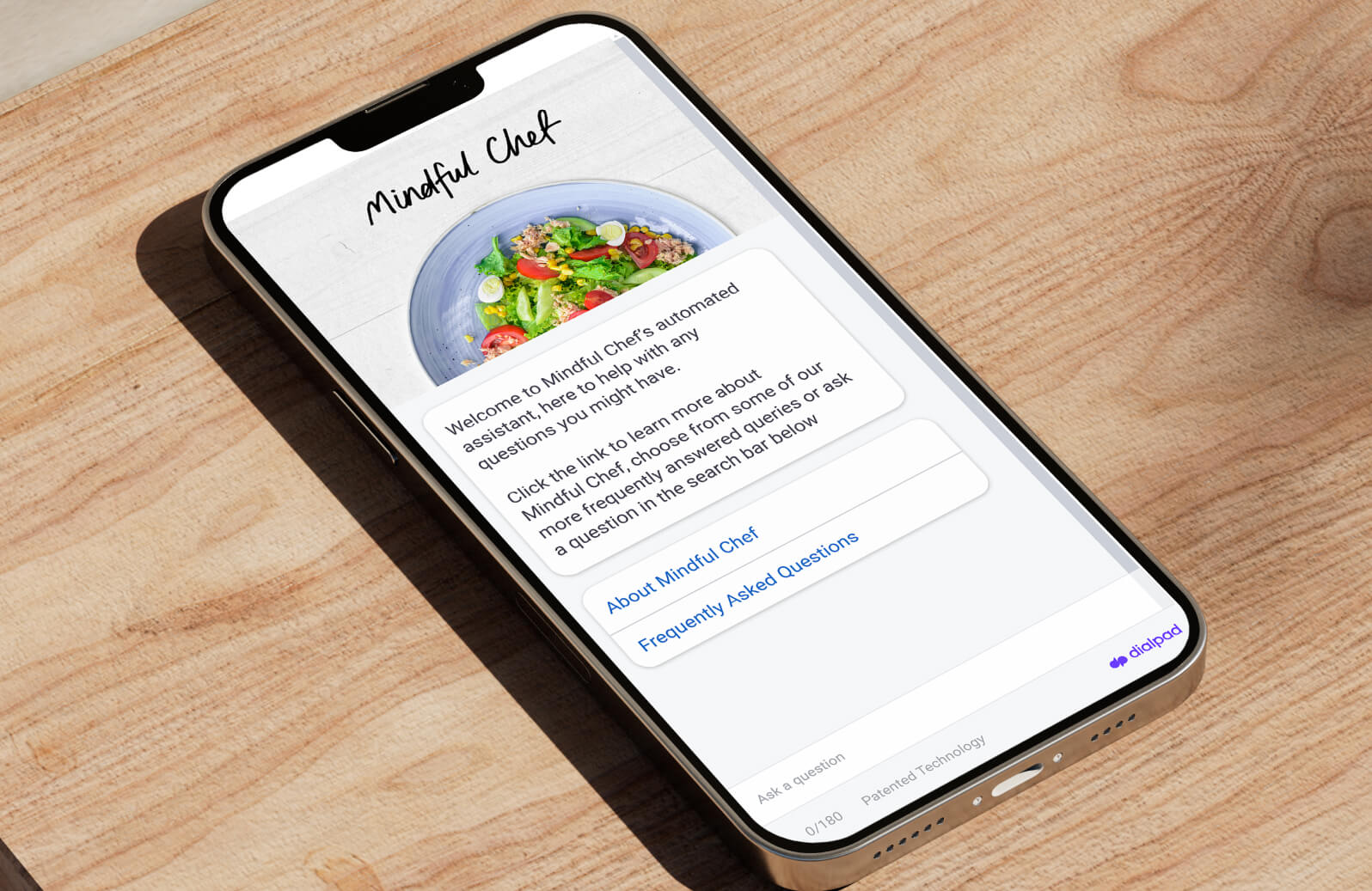 A phone with a live chat screen open