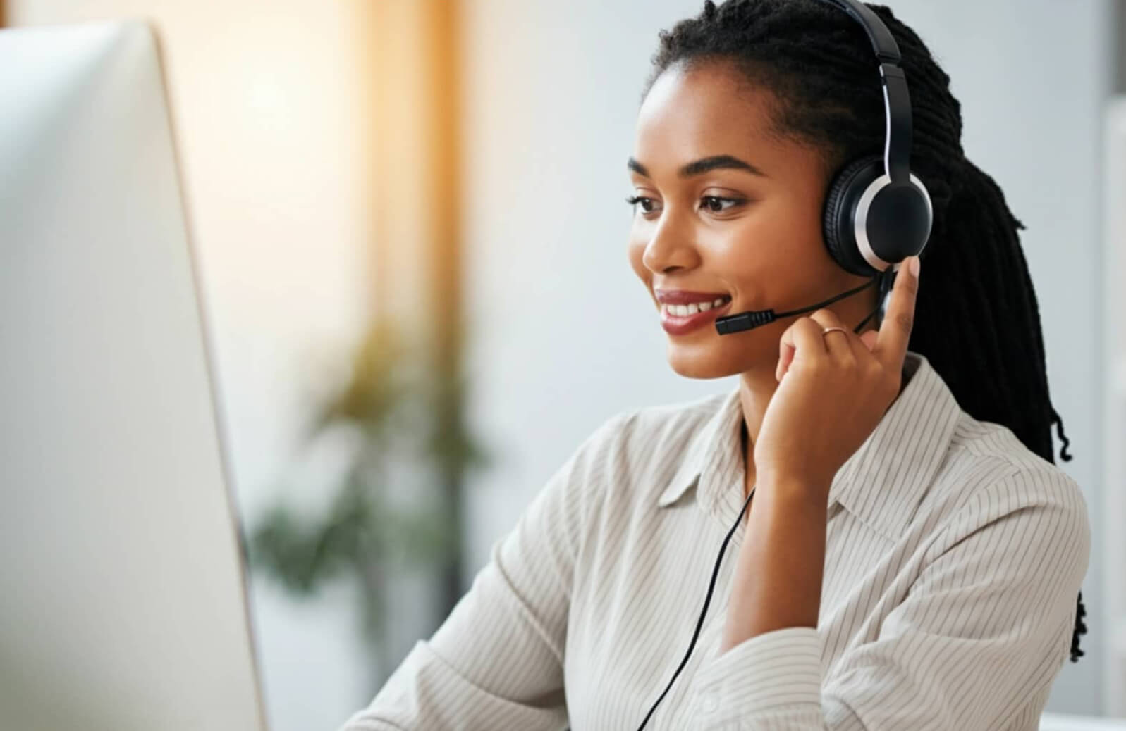 A contact center agent on duty