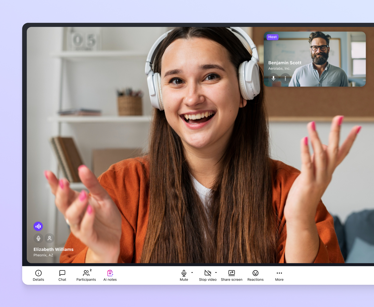 Screenshot of an ongoing video conference