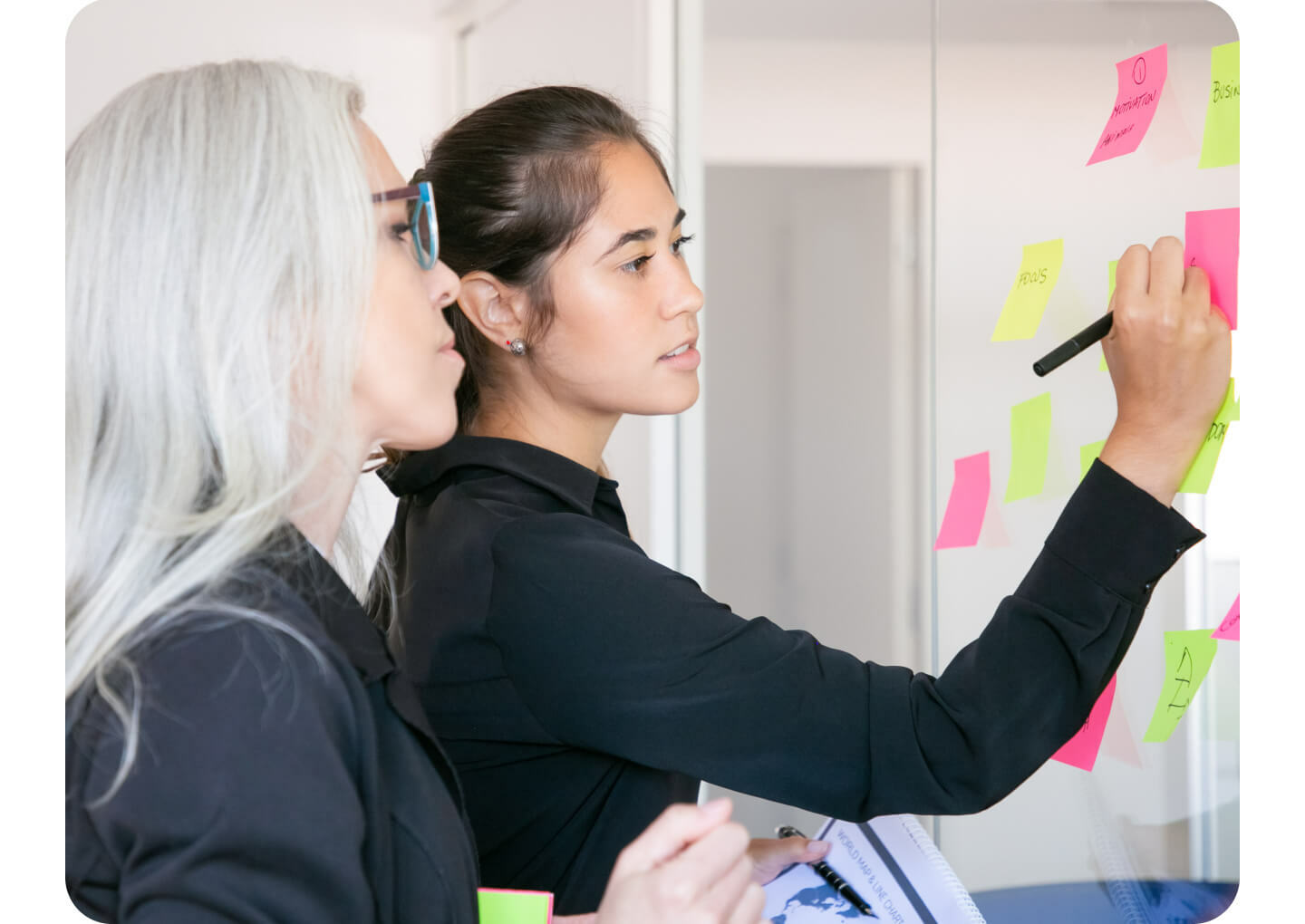 Two ladies working together