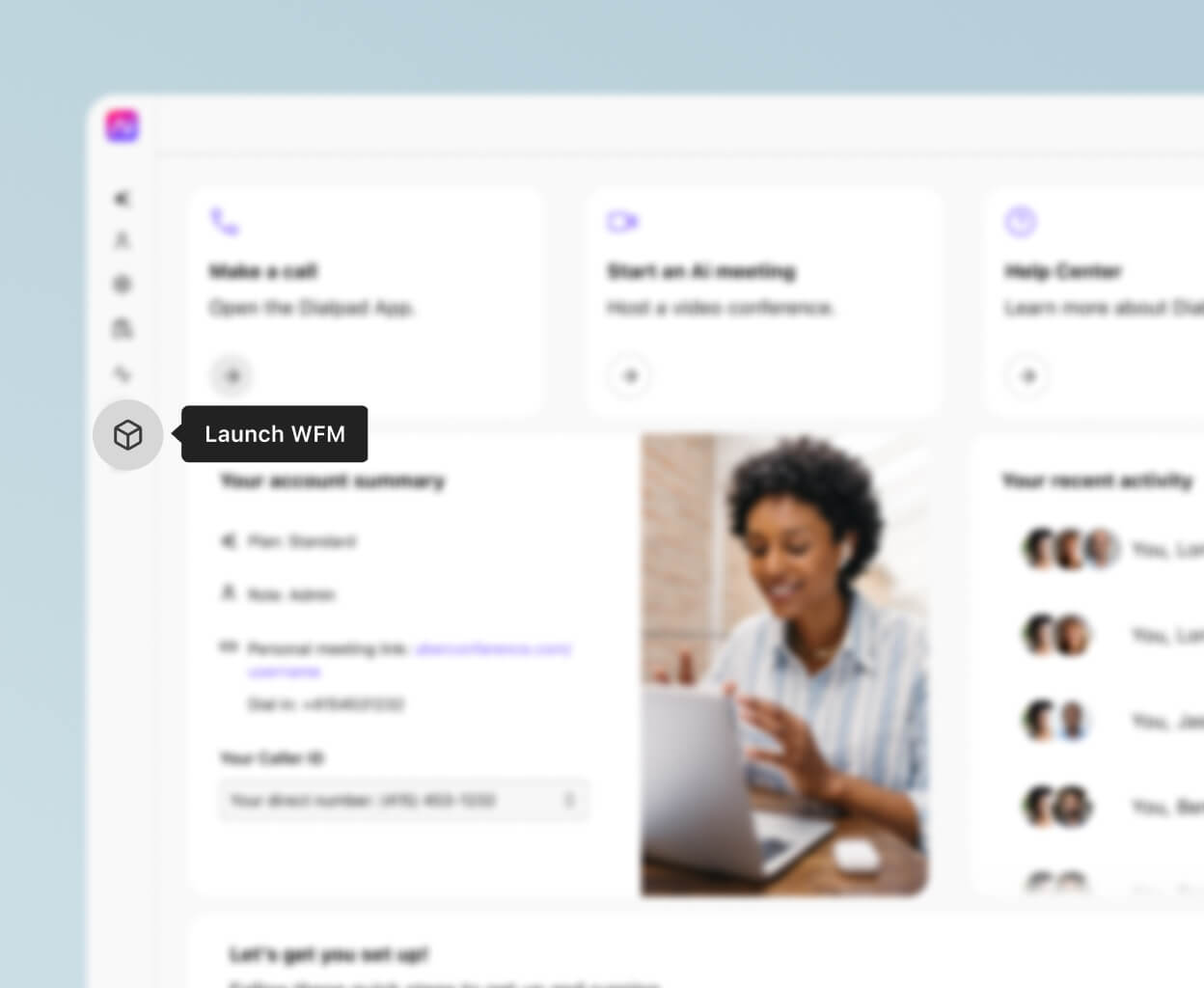 Graphic showing how to launch Dialpad WFM software