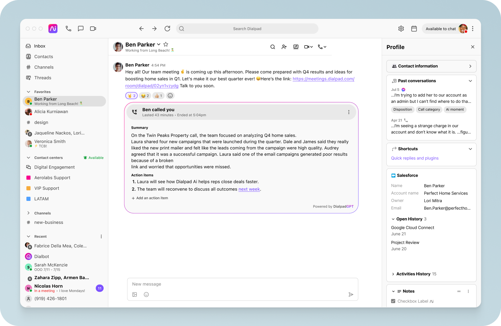 automated call notes and summaries
