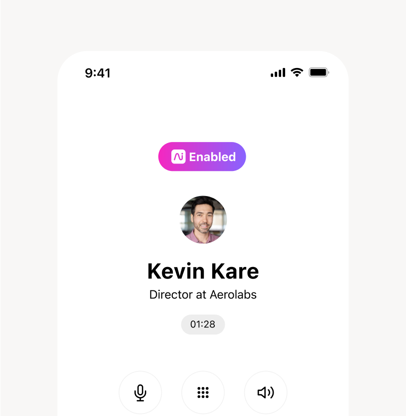 Screenshot of an ongoing call on mobile