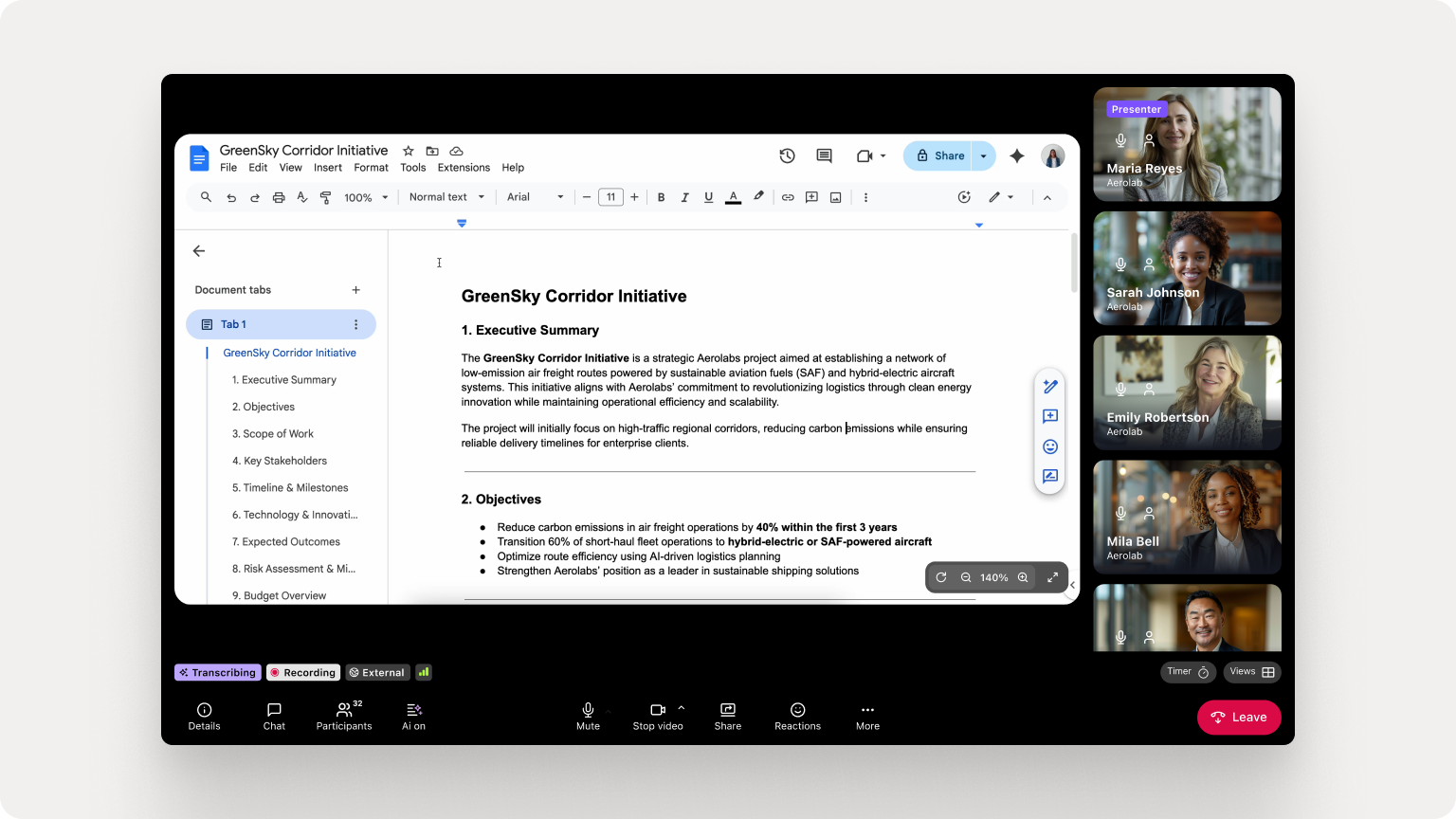 Scroll and control shared tabs while presenting