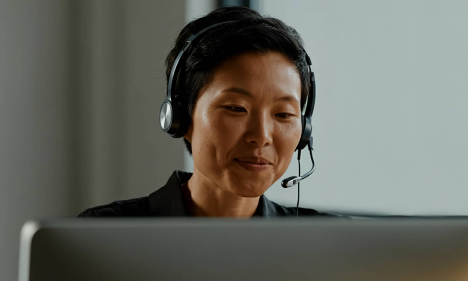 A contact center agent on duty