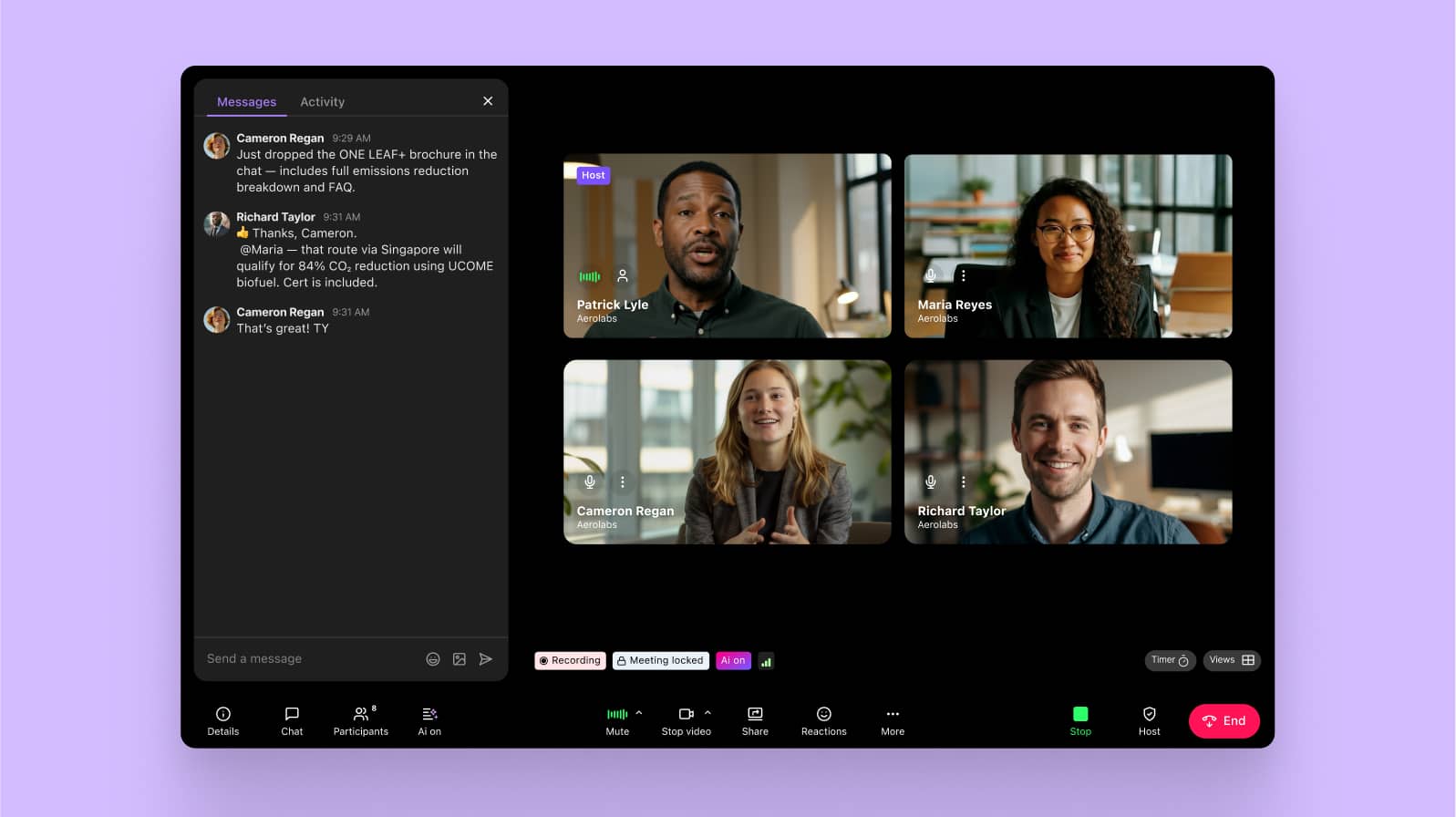 Chat during a Dialpad video conference