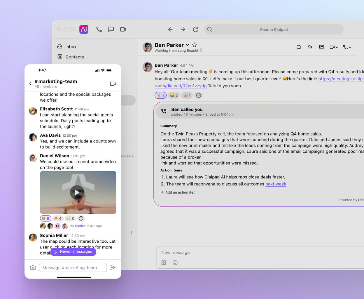 Screenshot of Dialpads desktop and mobile apps