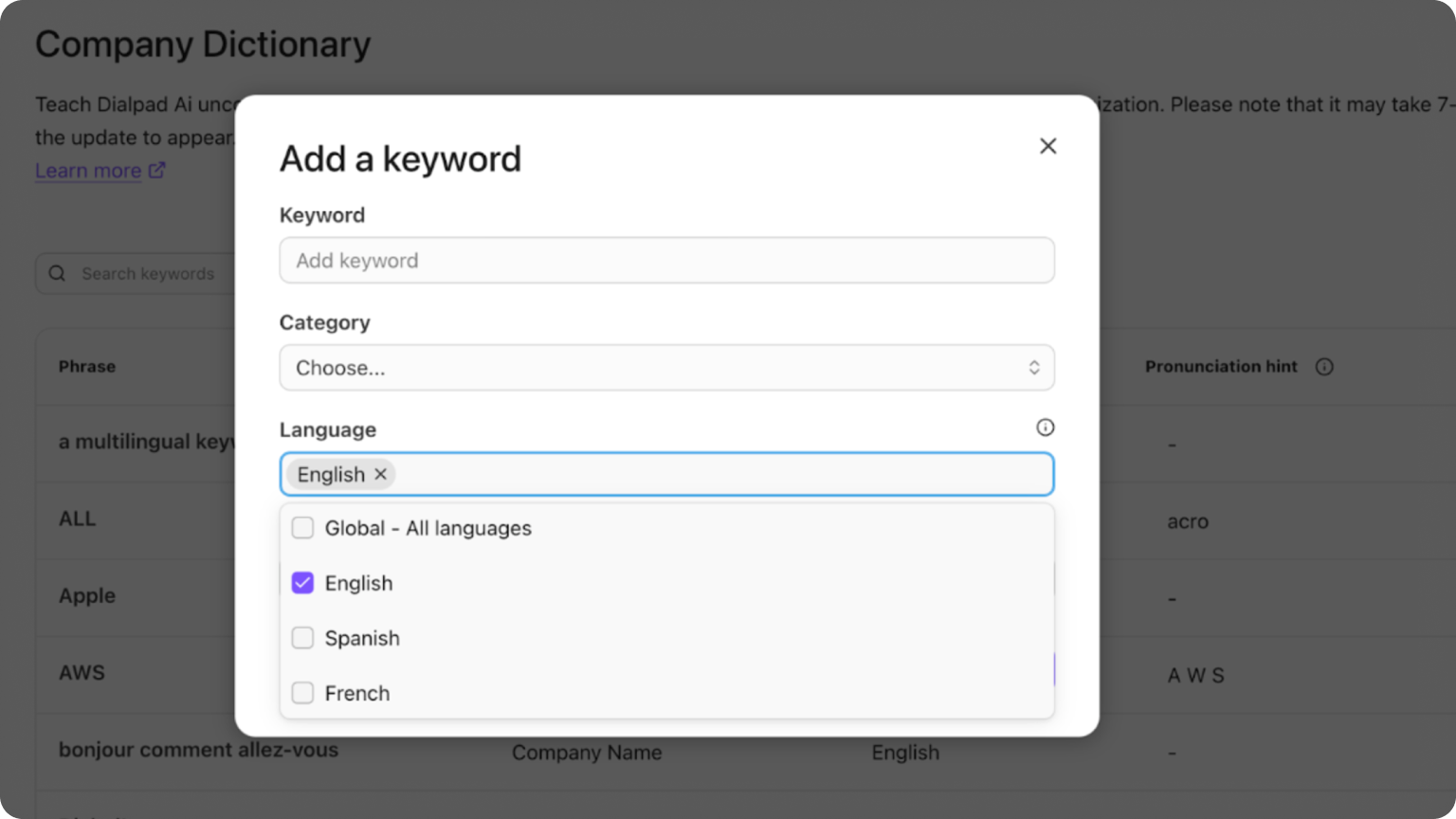 55. More language support for Company Dictionary
