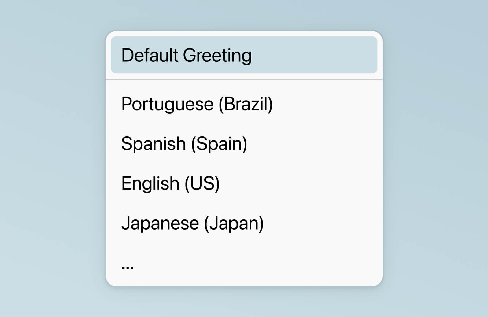 Screenshot of Dialpad-s multilingual IVR greetings options