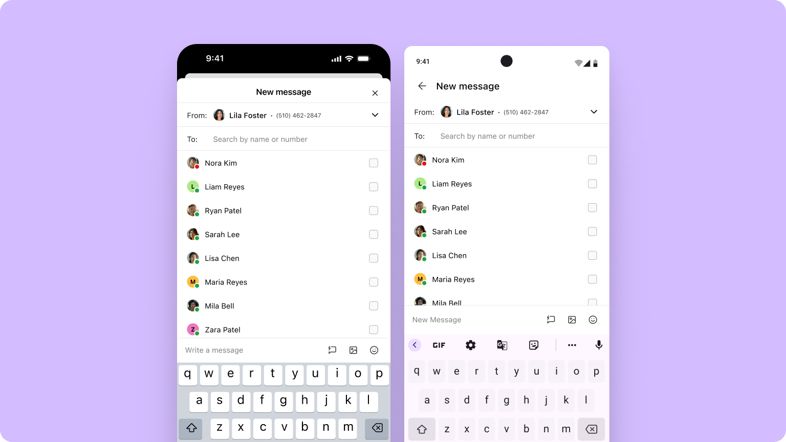 New Message (iOS and Android) Start messages faster on mobile
