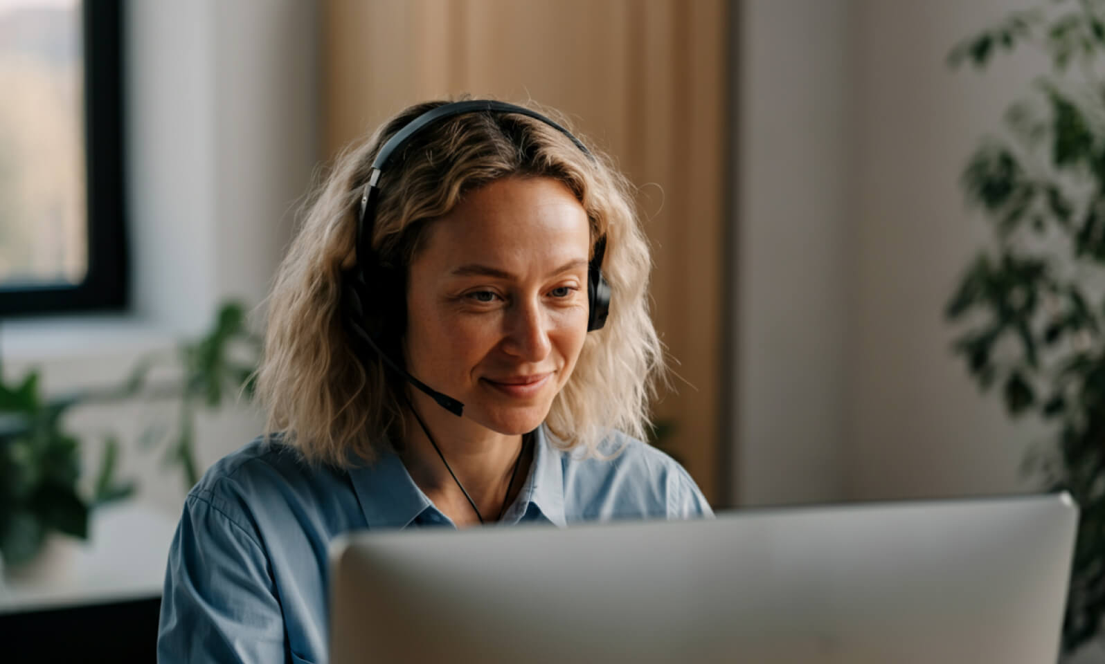 A contact center agent on duty