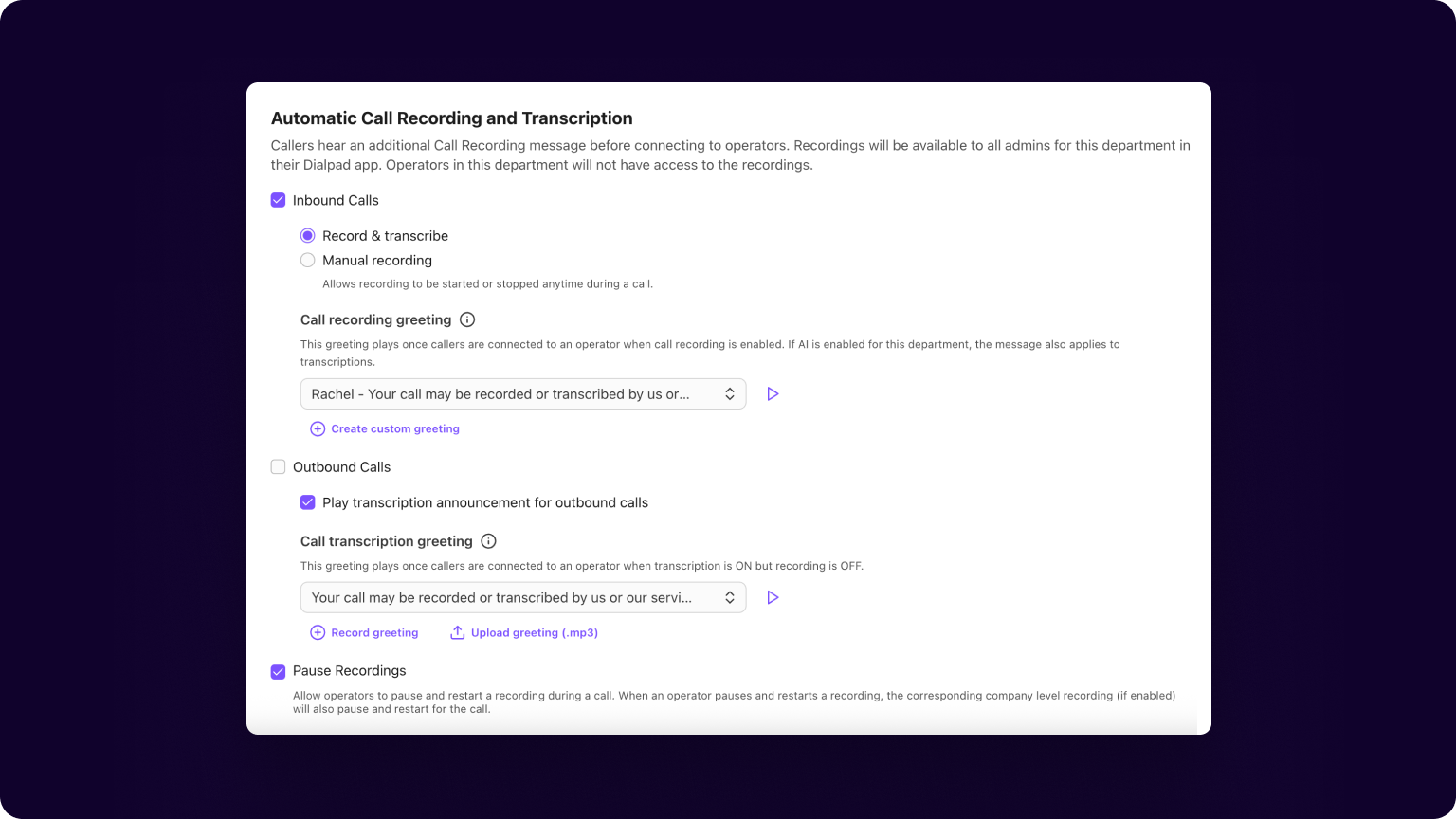 Flexible placement for recording disclosures