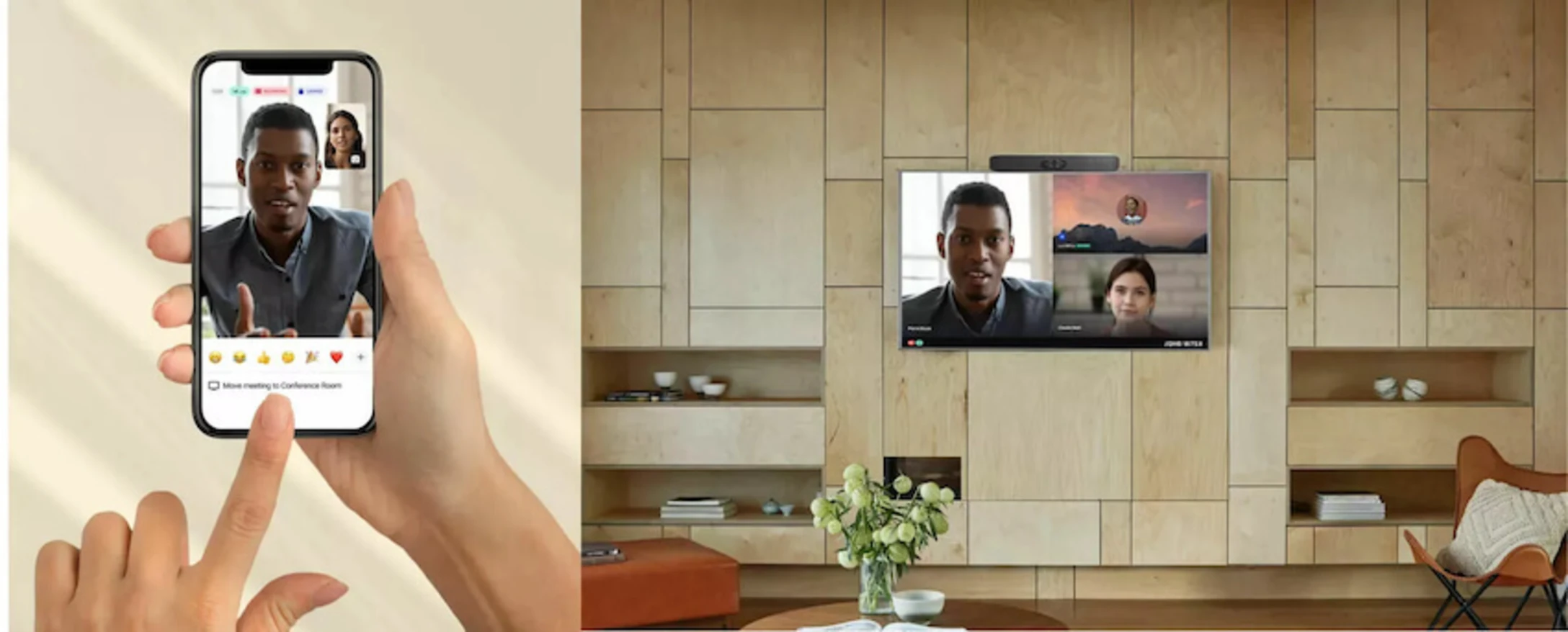 TV display integration with Dialpad for conference setup in meeting rooms
