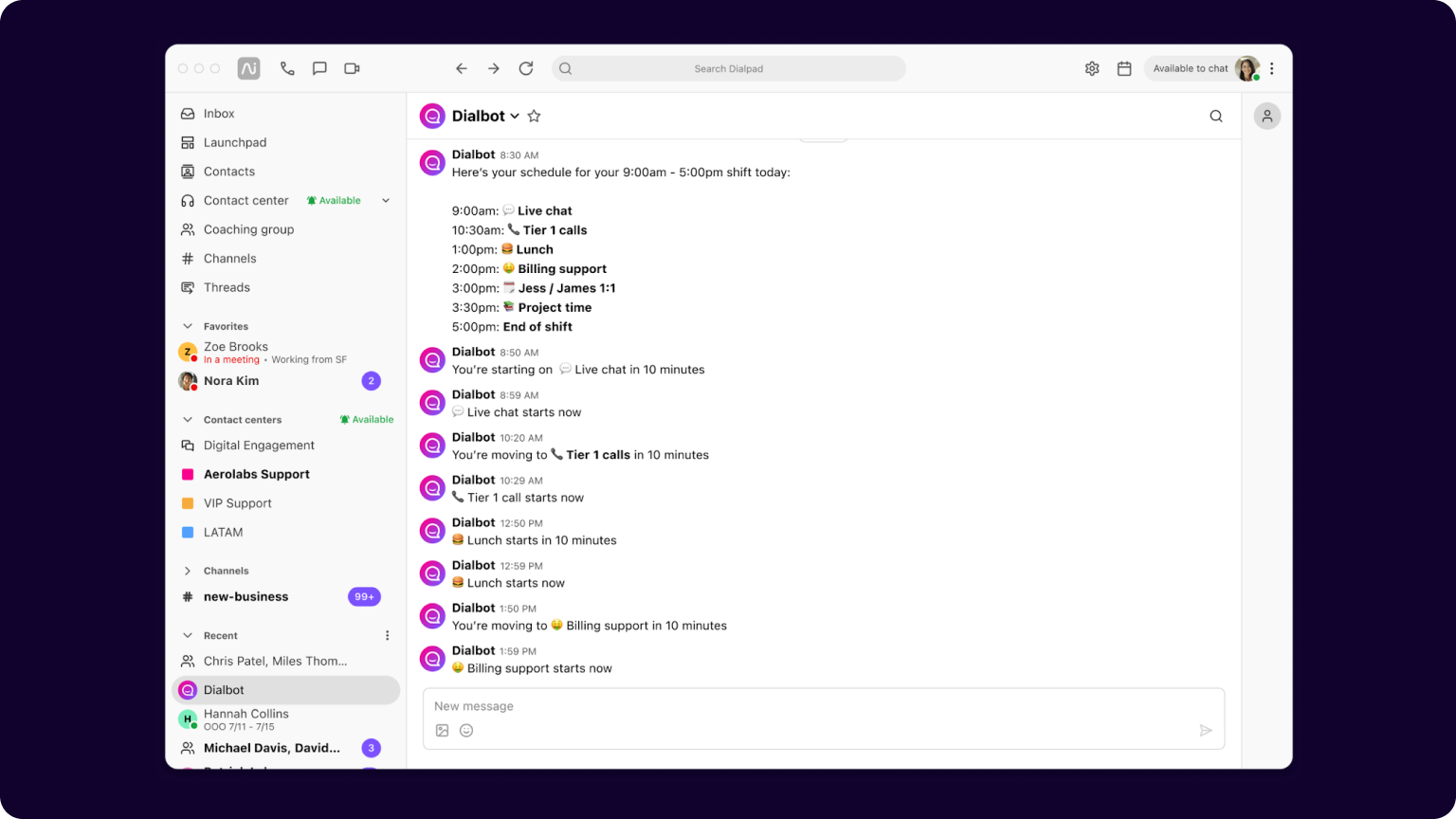 15. WFM schedule notifications in the agent’s workflow