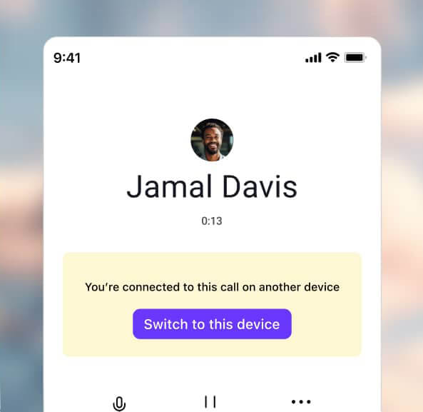 Screenshot of Dialpad-s call flip feature seamlessly flipping a call between a desktop and mobile app