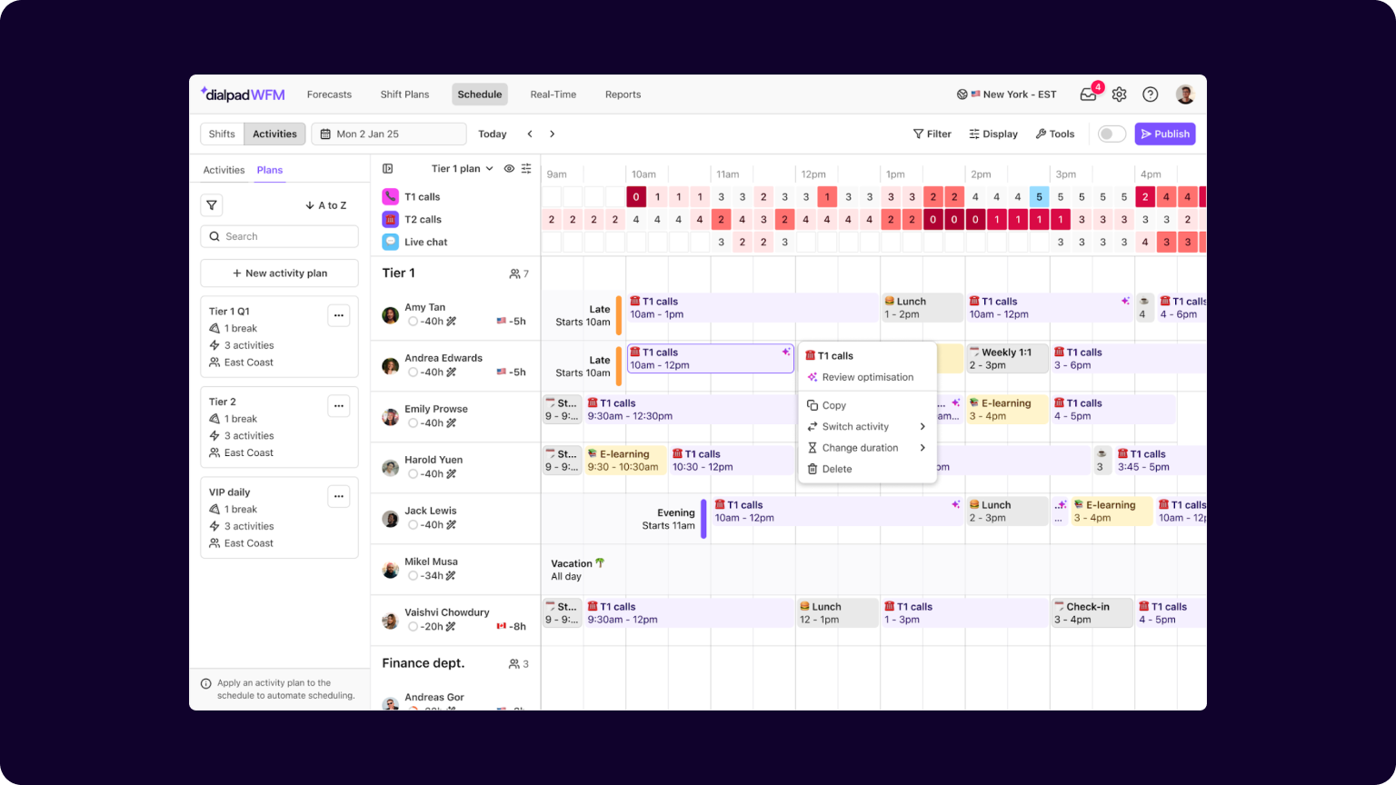 73. WFM automatically adjusts your schedule