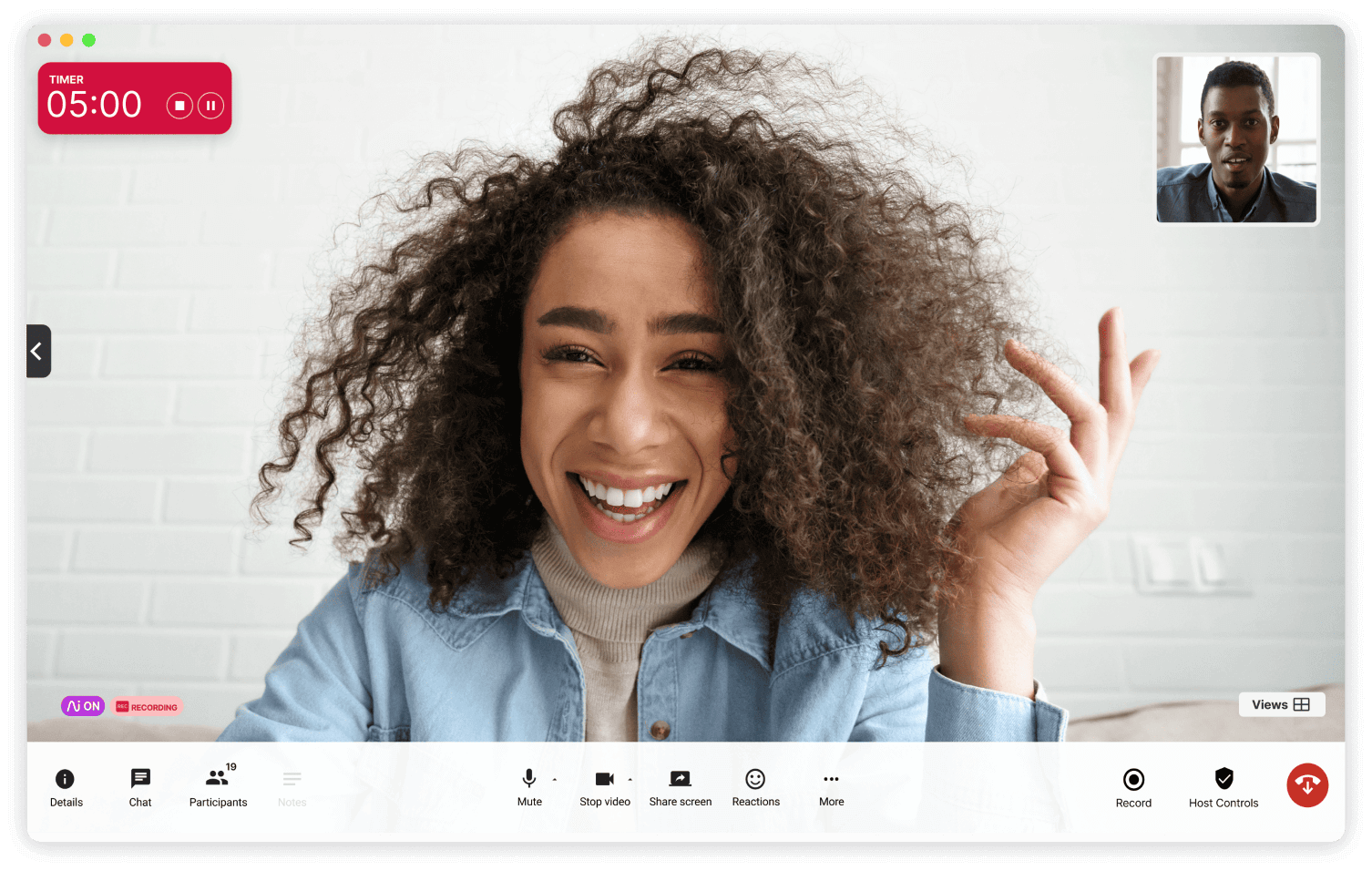 Screenshot of meeting countdown timer in Dialpad Ai Meetings
