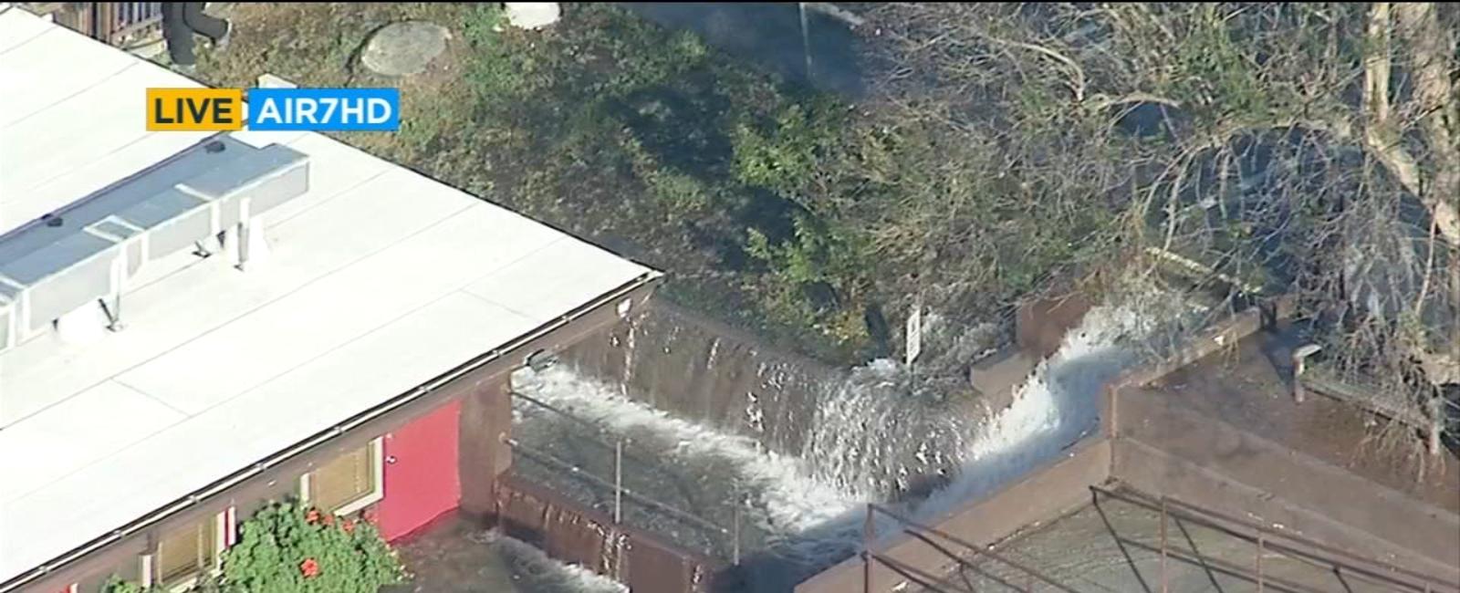 Sheared hydrant floods St. Michael's school in Studio City