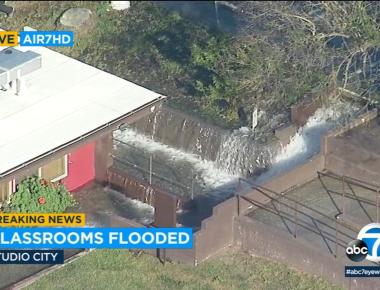 Sheared hydrant floods St. Michael's school in Studio City