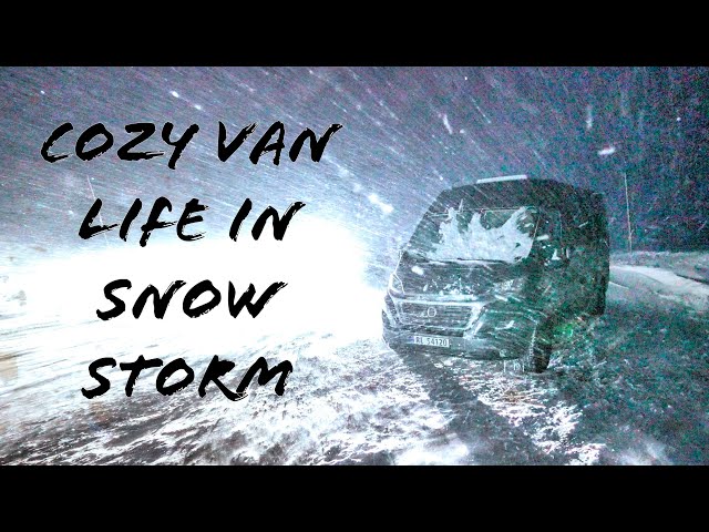 Van Life, Riding out a Snow Storm in Cozy Van - Winter Camping in Blizzard, Pizza & HBO #vanlife #rv