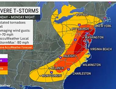 Storms With Possibility Of Isolated Tornados To Threaten East Coast