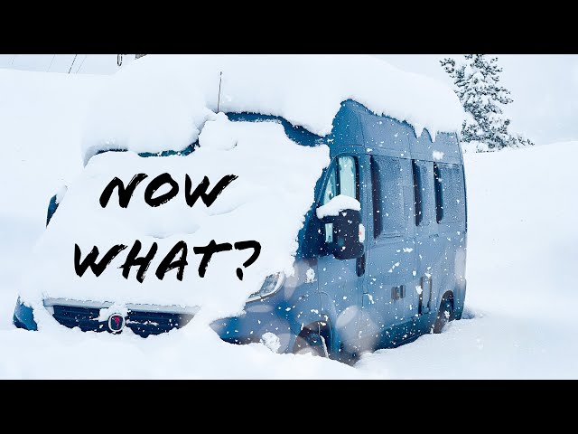 Van Life Buried in Snow Storm - Winter Camping in the North - Extreme Weather & Goat Cheese Pizza