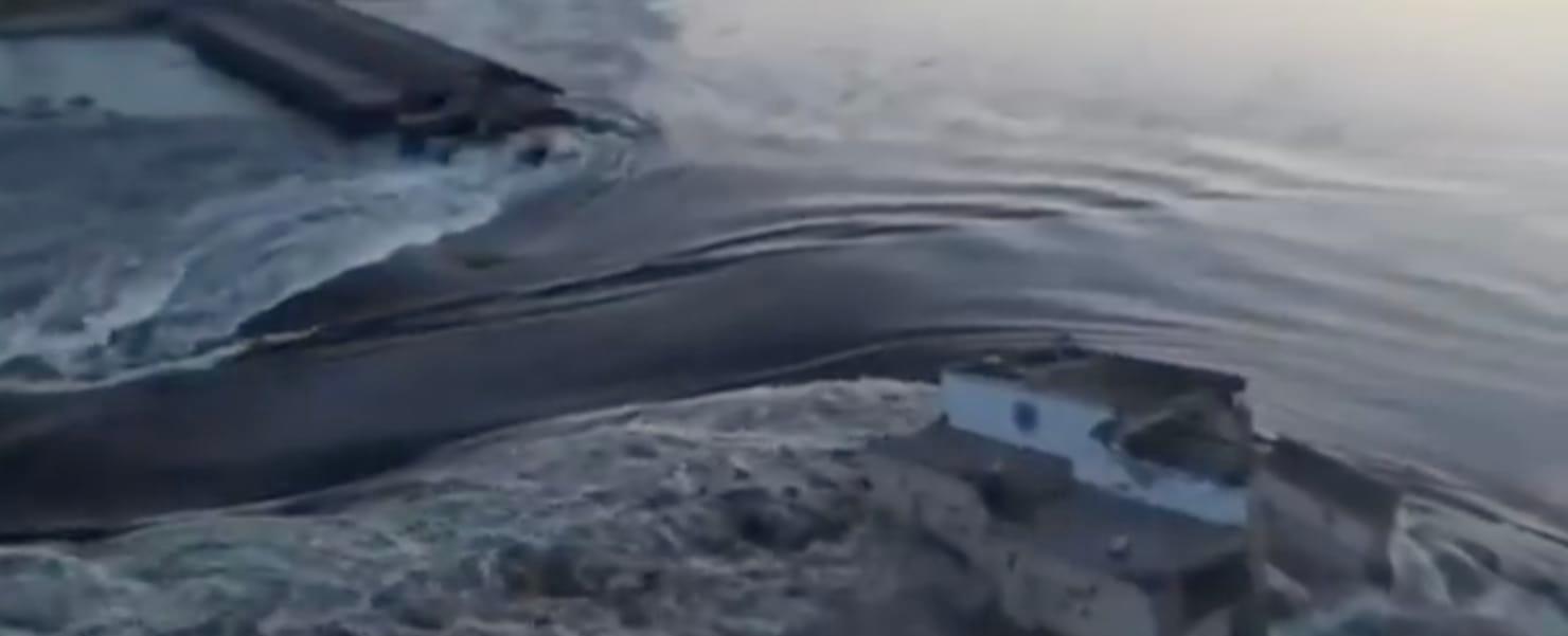 Dam Blown up Unleashing Floods and Threatening Ukrainian Nuclear Plant