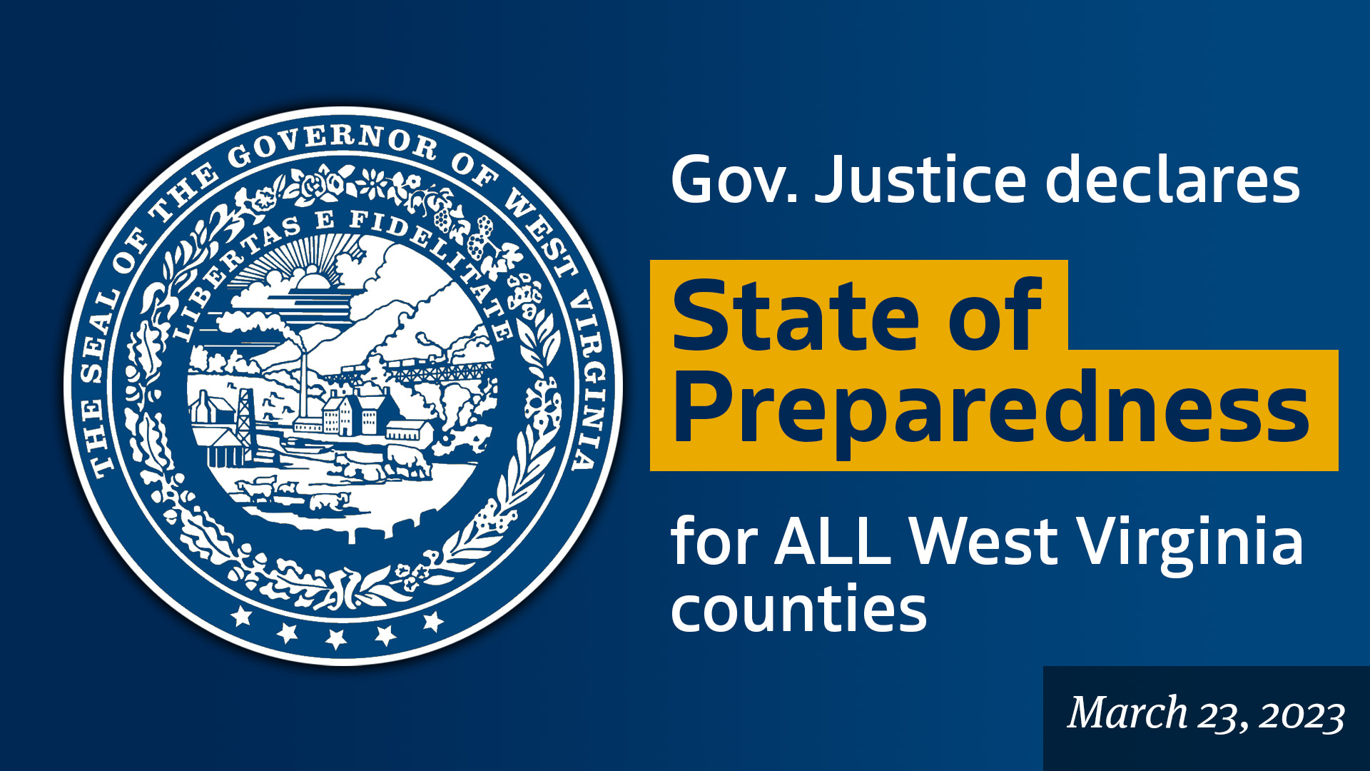 Gov. Justice declares State of Preparedness for all 55 counties ahead of potentially hazardous weather