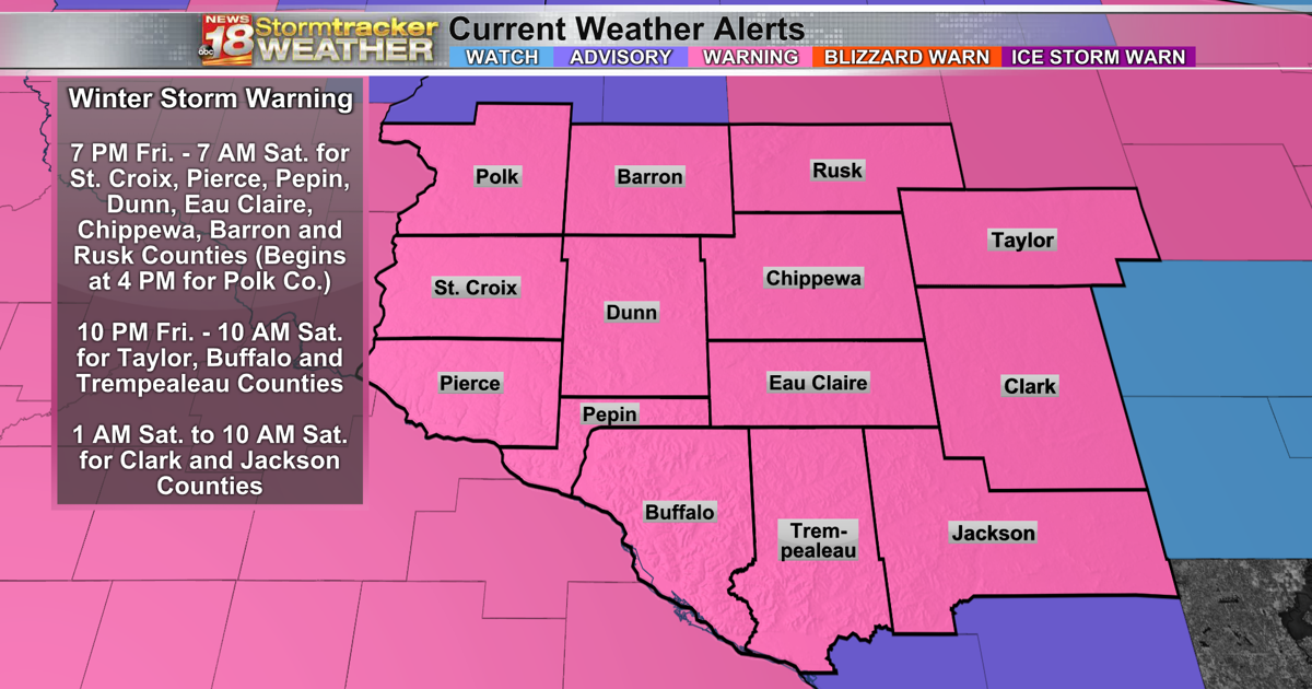 Winter Storm Warnings in place as today's rain and thunderstorms gives way to wet snow, strong winds tonight