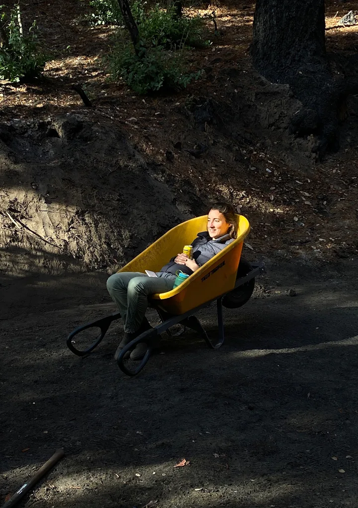 redwood-cabin-elevated-spaces-waldman-fiffer-wheelbarrow