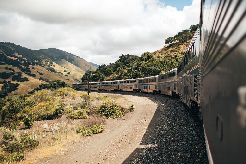 Coast Starlight, 3 PM, train photograph, railroad tracks, fine art deals photography