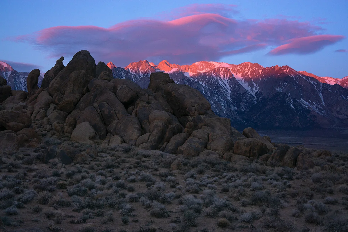 66-North-X-Heimplanet-Cave-Tent-Teva-Todd-Alabama-Hills-Sunrise-Peak