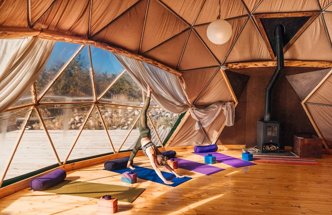 Geodesic-Domes-Patagonia-EcoCamp-Yoga