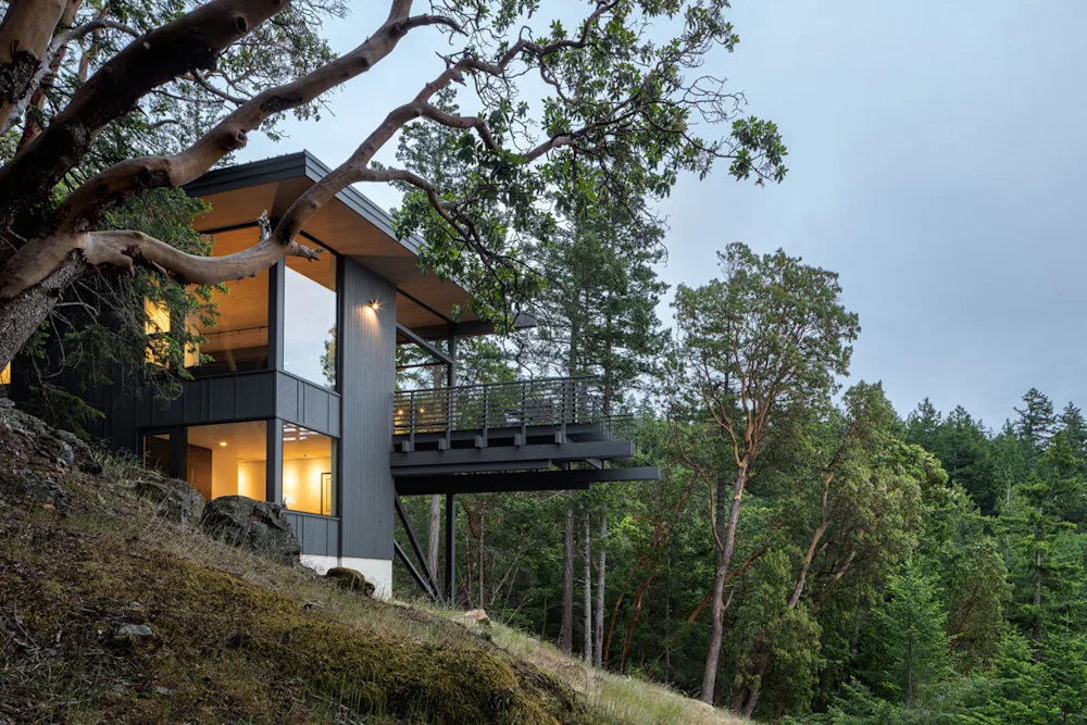 Overlooking Orcas Island, This Mountaintop Cabin Floats in the Trees