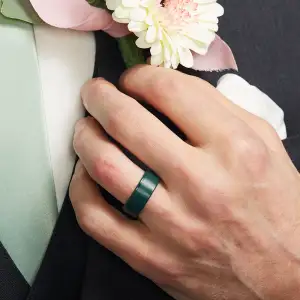 ForestGreen Classic Rise Ring on man's hand