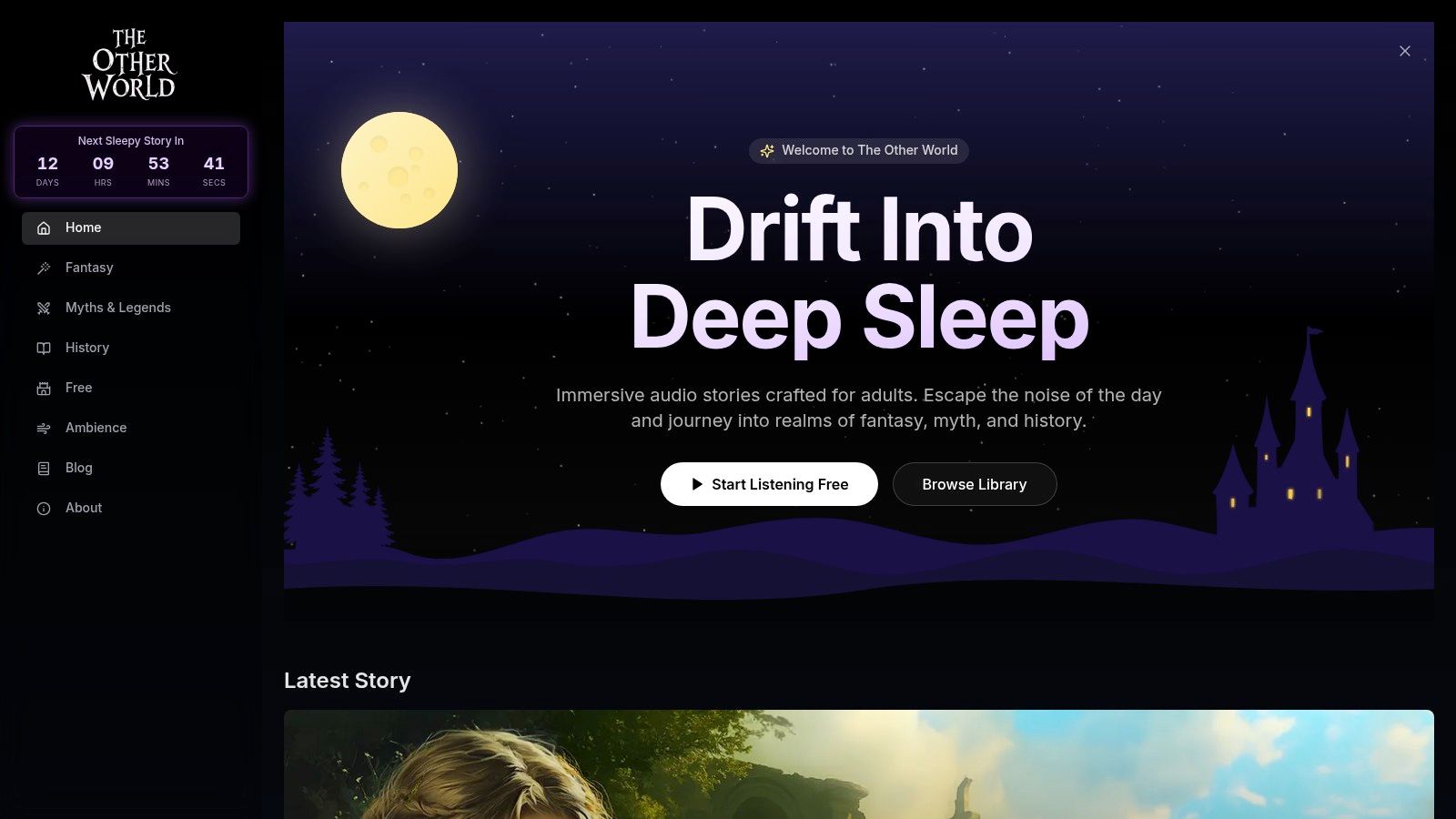 A soothing audio bedtime stories library for restful sleep