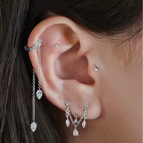 14k Gold Huggie Double Row Hoop Earrings Cartilage Hoop Tragus Hoop Conch Hoop  Piercing Jewelry  Estella Collection