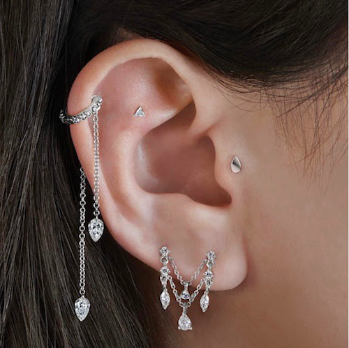 double cartilage and tragus piercing