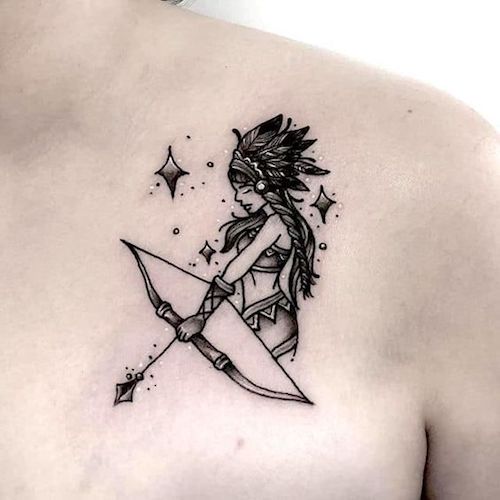 Tattoo tagged with: archer, spider, hourglass, neotrad, woman, skull, angel  | inked-app.com
