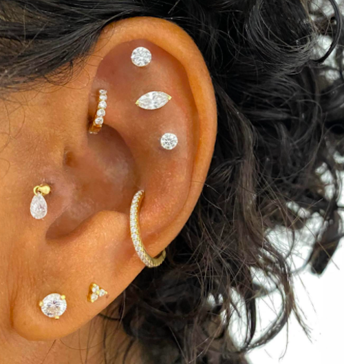 Double upper hot sale ear piercing