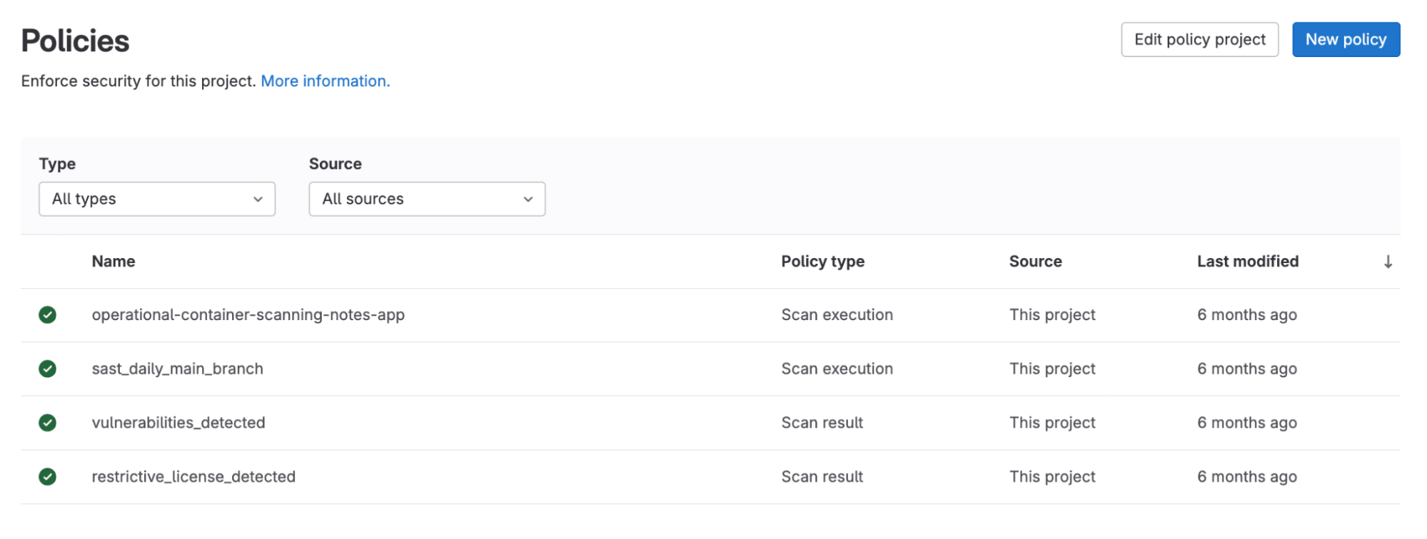 Policy management interface