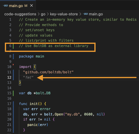 Code Suggestions - go kv external lib boltdb fix dependencies