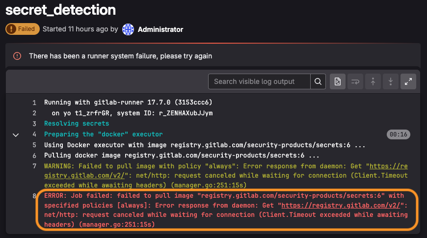 GitLab Runner without internet access failing to pull from external registry