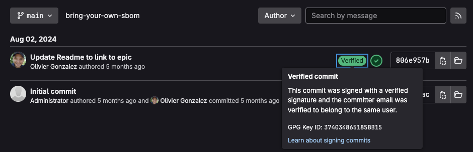 Commit signed with verified signature