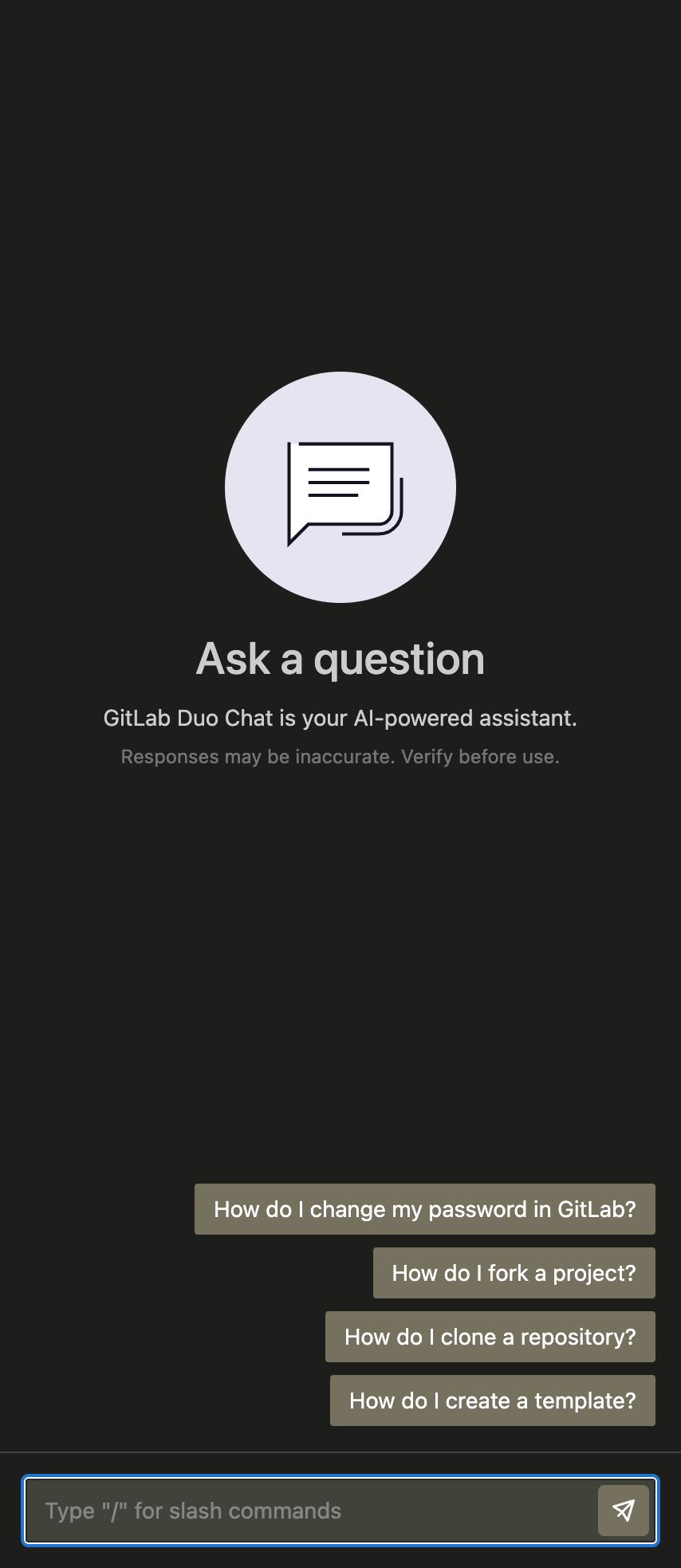 Ask a question window