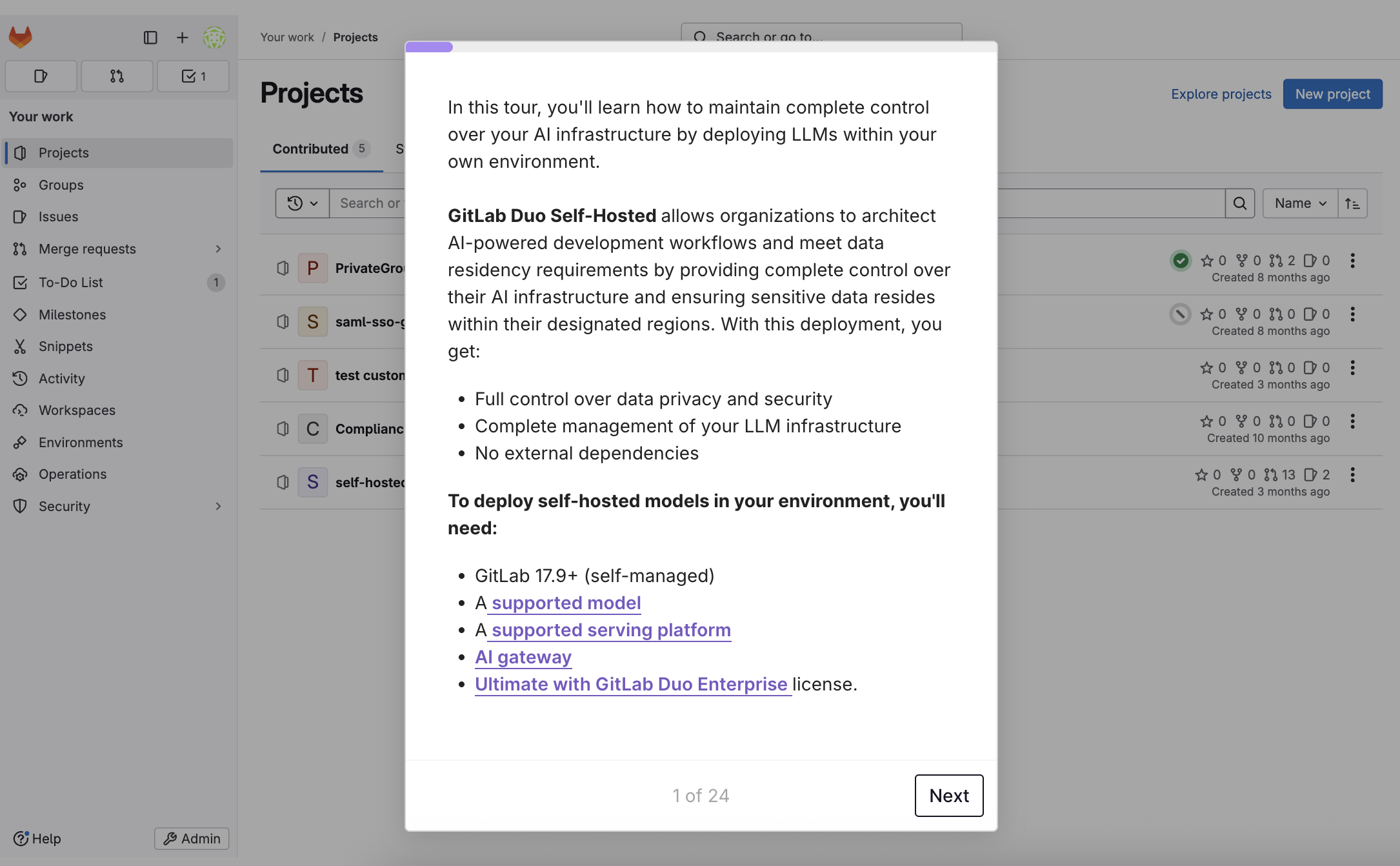 GitLab Duo Self-Hosted Product Tour