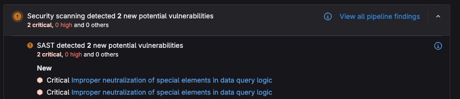 Advanced SAST scanner results for the diff within a merge request