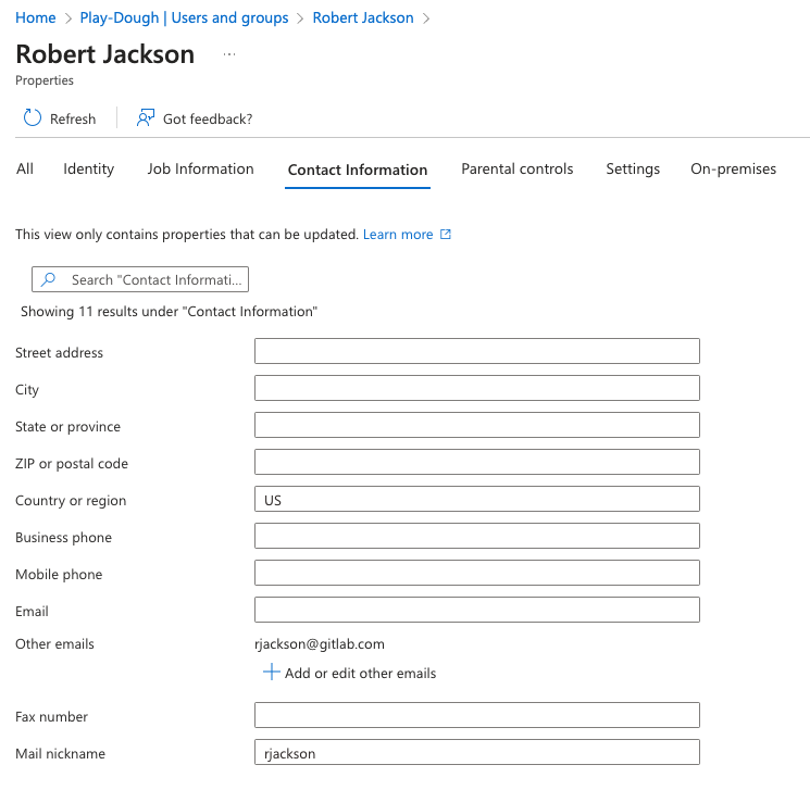 Configuration of alternate email address